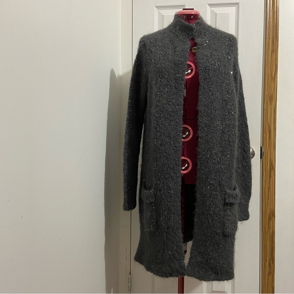 Tommy Bahama women grey Alpaca, Mohair, Wool blend open front cardigan. Size M. - Picture 9 of 9